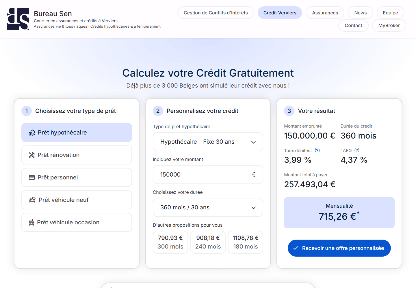 Capture d'écran du site bureausen.be