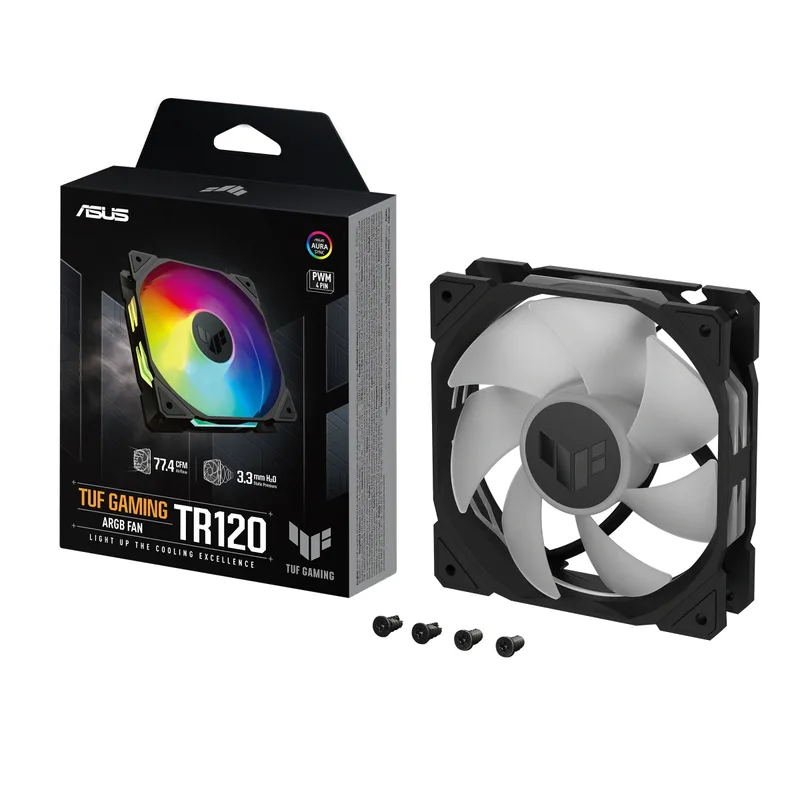 120mm ASUS TUF GAMING TR120 ARGB Ventilateur de boîtier Noir, 120 mm, PWM