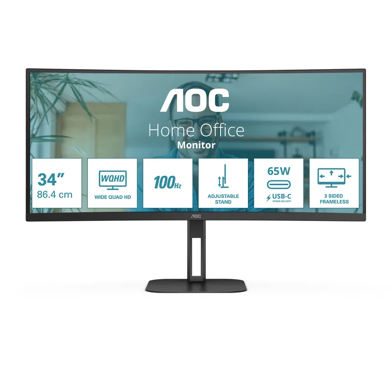 AOC 86.0cm (34") CU34V5C/BK 21:09 HDMI+DP+USB-C Curved retail