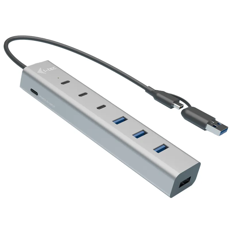 D I-TEC USB-C/USB-A Charging Metal HUB 7 Port 3x USB-C 3.2 Gen. 1 4x USB-A 3.2 Gen. 1