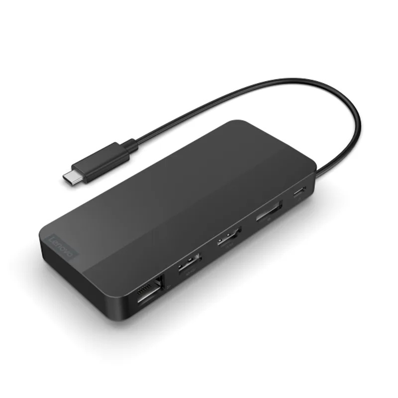D Lenovo USB-C Dual Display Travel Dock with Adaptateur