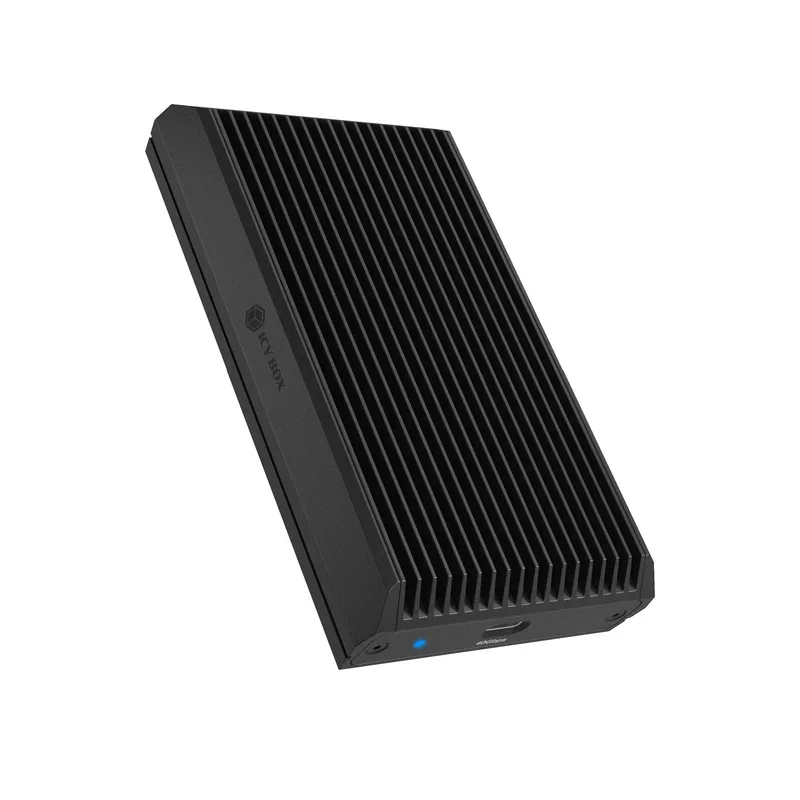 ICY BOX Boîtier pour M.2 NVMe SSD avec USB4® Gen 3x2 (40 Gbps), avec USB-C vers USB-C Câble et fixation en caoutchouc