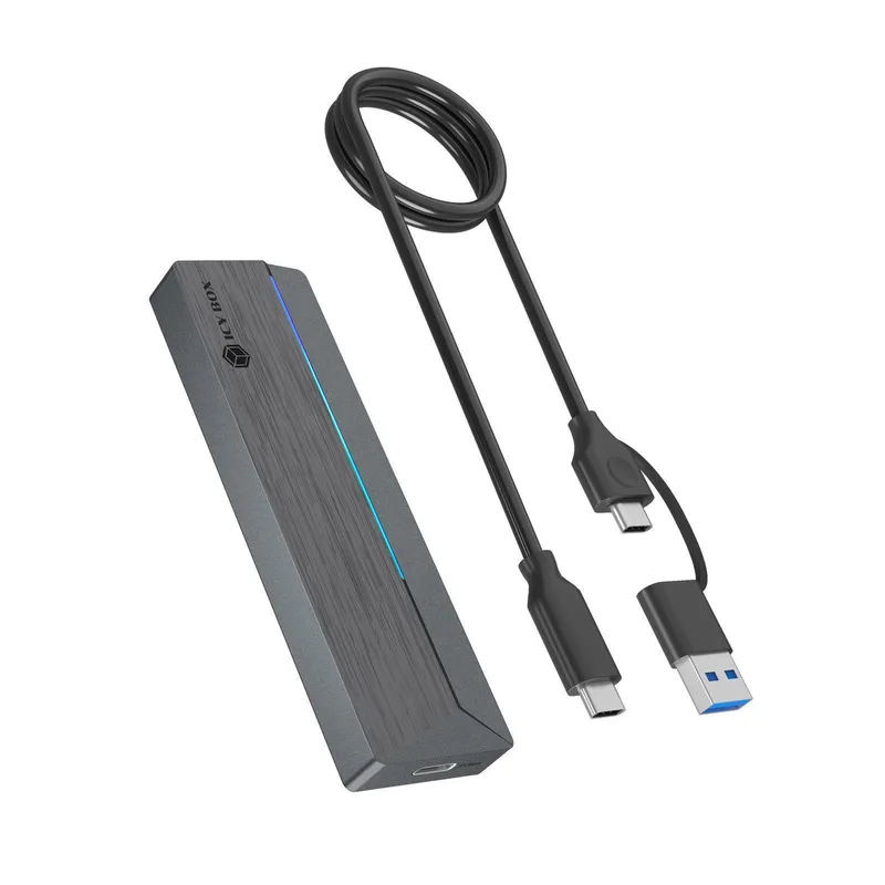 ICY BOX M.2 NVMe & SATA enclosure, RGB lighting, USB 3.2 Gen 2, 10 Gbps