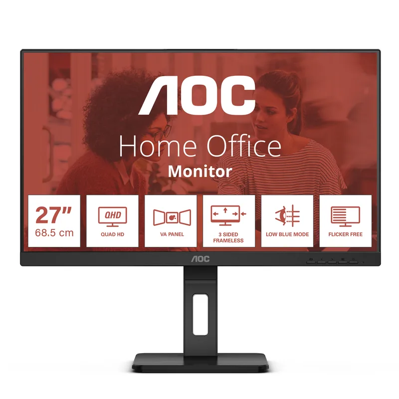 68,6 cm (27") 2560 x 1440 Pixel AOC Q27E3UMF 16:9 Quad HD VA 75 Hz USB-Hub Pivot Height Speaker