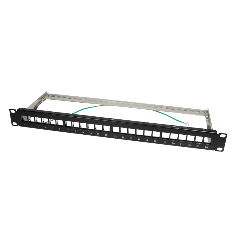 Patchpannel Keystone 24 Port 1 HE shielded, black LogiLink