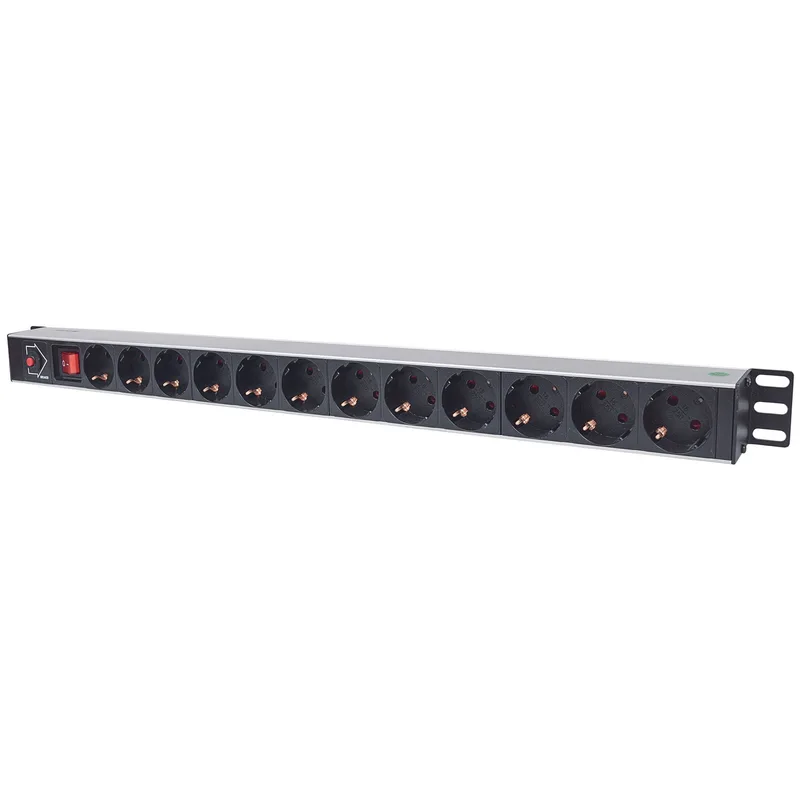 Intellinet 714044 - 1HE Multiprise (12x Connecteur) Longueur du câble 1,6m 675 mm x 47 mm x 62 mm avec interrupteur et interrupteur Black