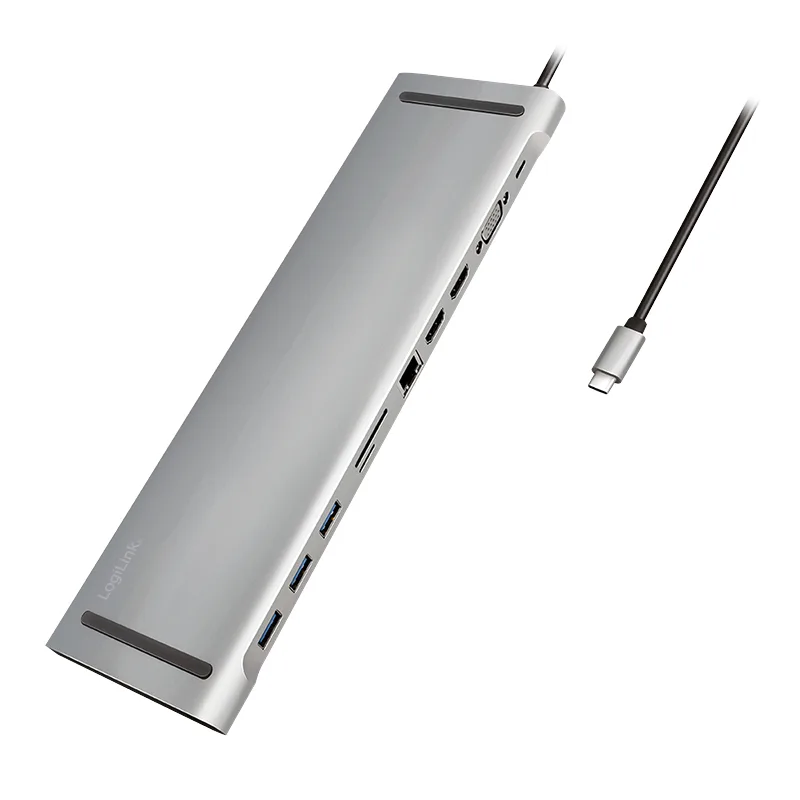LogiLink UA0373 USB-C 11-in-1 PD 100W DockingStation Argent