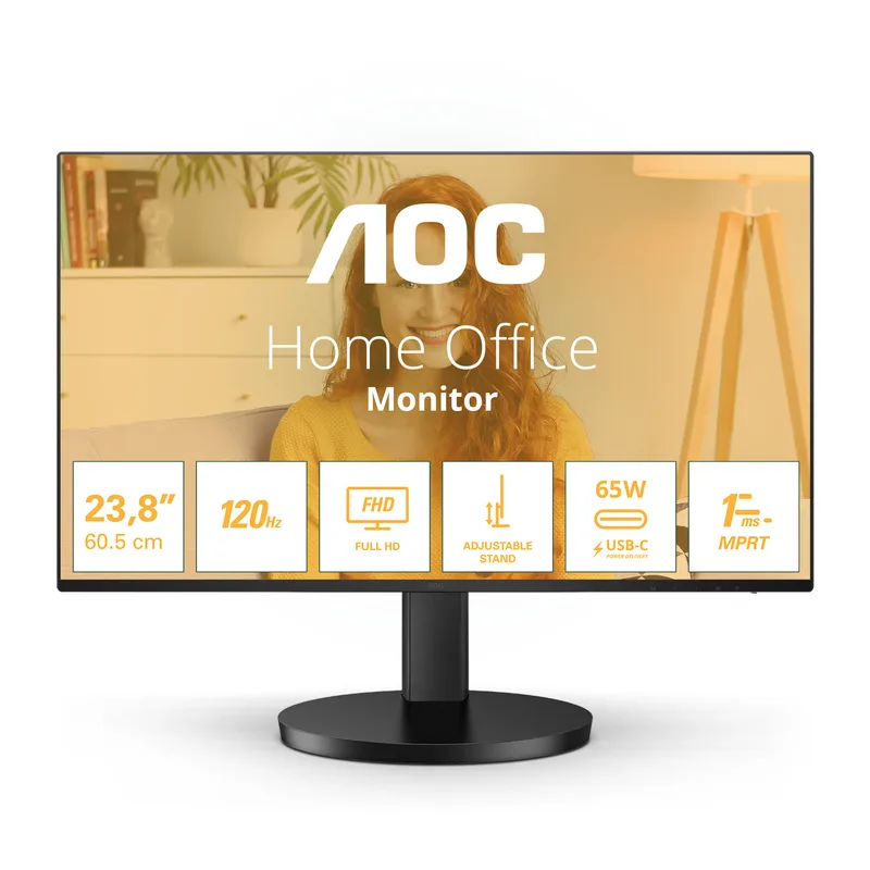 61cm/24" (1920x1080) AOC Basic-line 24B3CF2 16:9 FHD IPS 1ms 100Hz HDMI USB-C Speaker Black