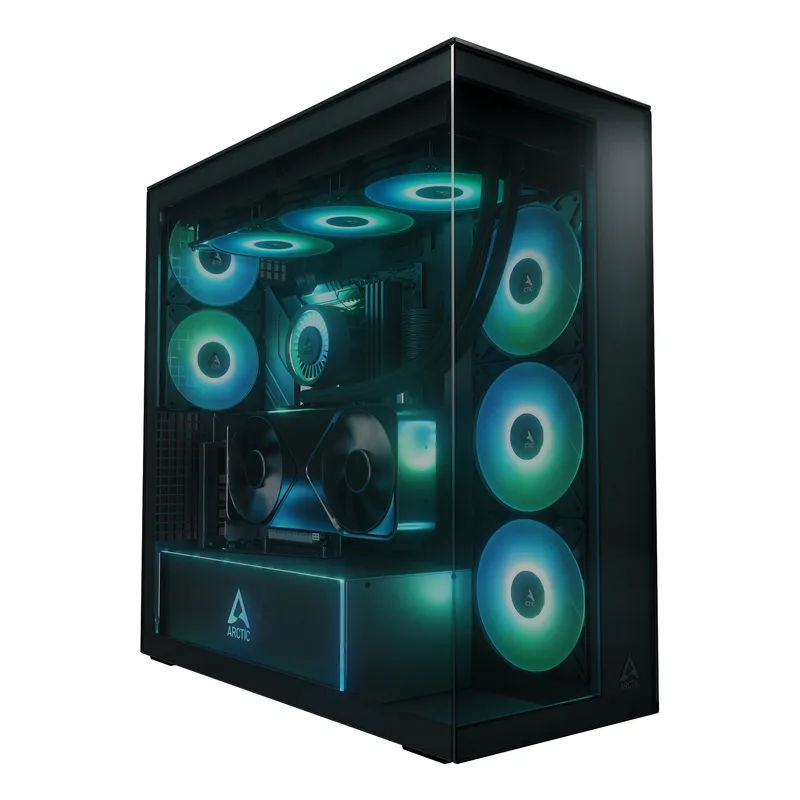 Arctic Xtender (Black) black window with GPU vertical mount