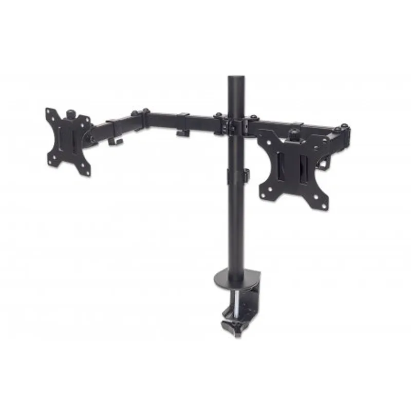 MANHATTAN Support de bureau avec bras moniteur pour deux écrans de 33,02-81,28cm 13-32Zoll et jusqu'à 8kg deux fois mobile Noir