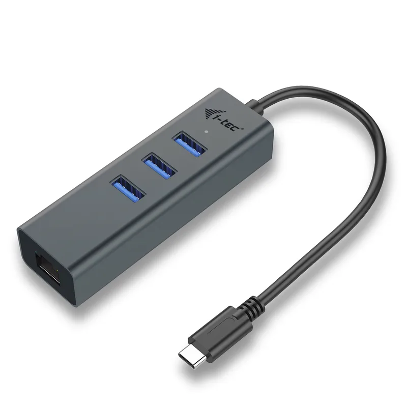 D I-TEC USB-C 3-PORT HUB + GLAN