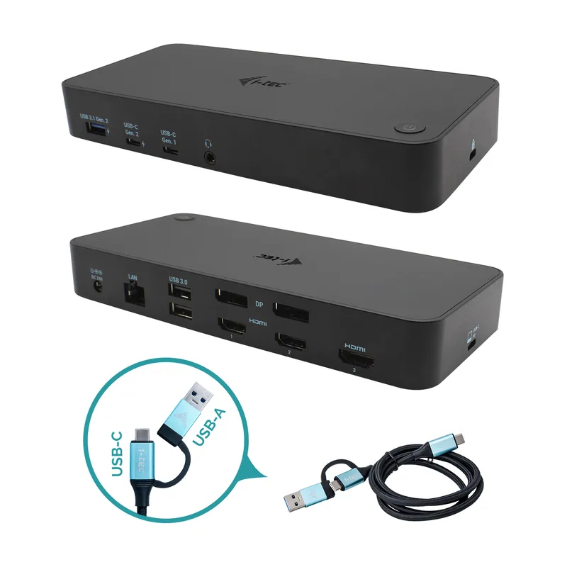 D I-TEC USB 3.0/USB-C Tripledock avec PD 100W 3x4K 60Hz