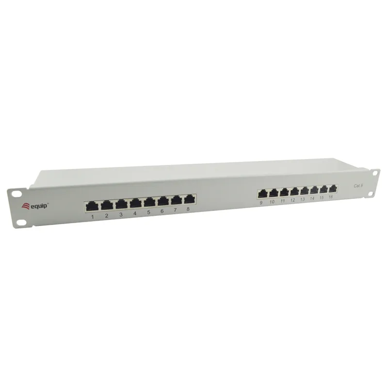 Equip Patchpanel 16x RJ45 Cat6 19" FTP 1HE ISO/IEC hellgrau