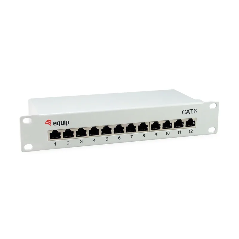 Equip Patchpanel 12x RJ45 Cat6 10" FTP 1HE ISO/IEC hellgrau