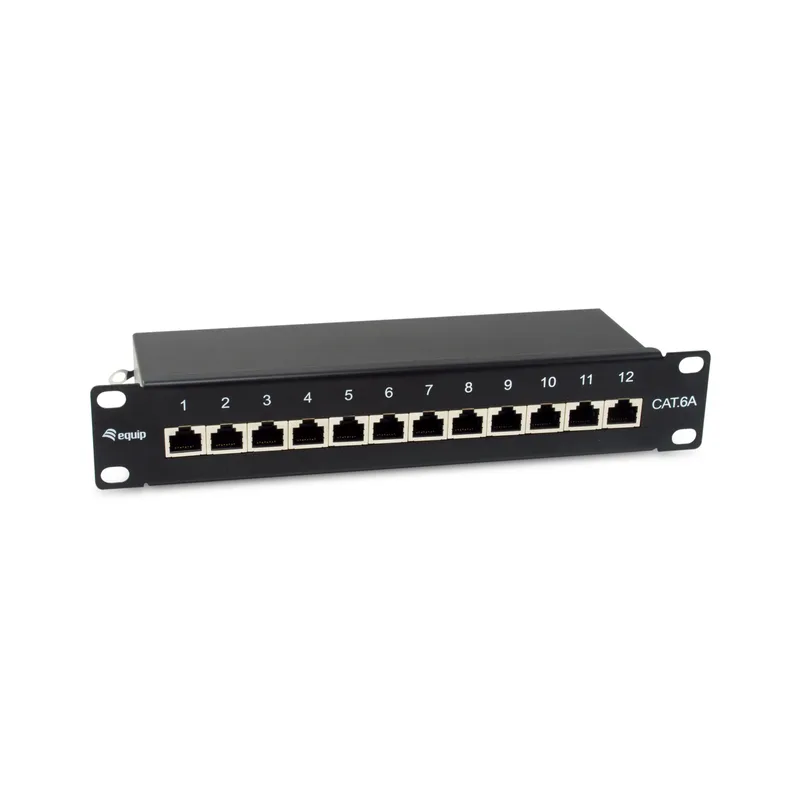 Equip Patchpanel 12x RJ45 Cat6A 10" FTP 1HE Premium Noir