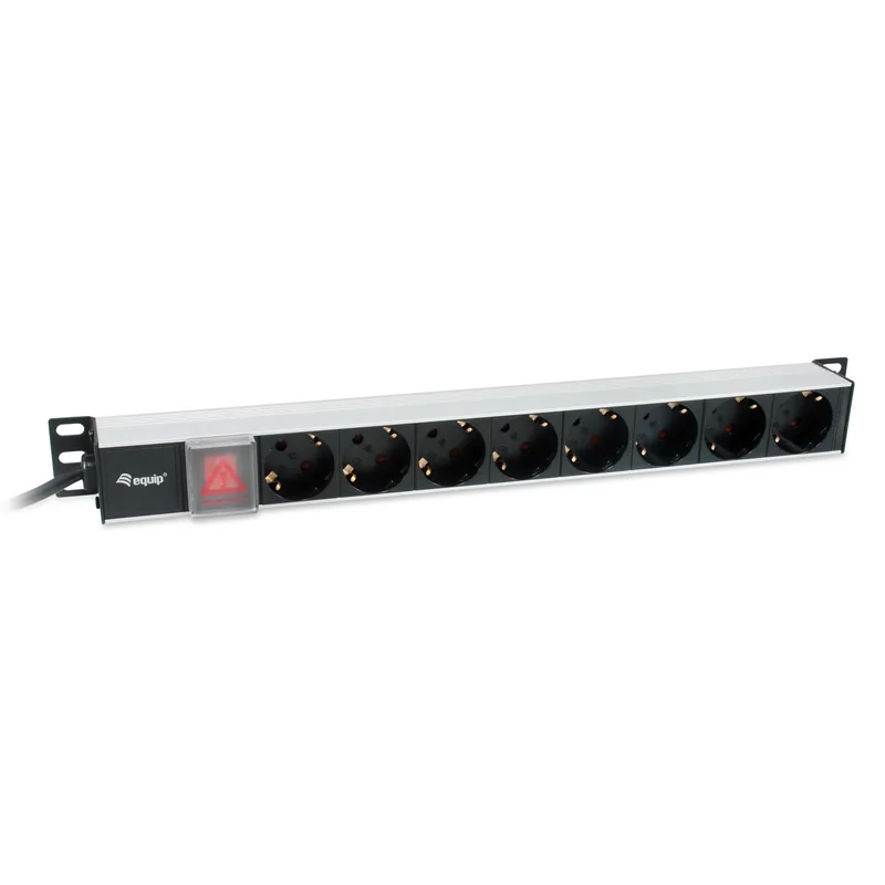 Equip Multiprise 19"(1HE)8fach Schukon. 3.0m Alu Sch
