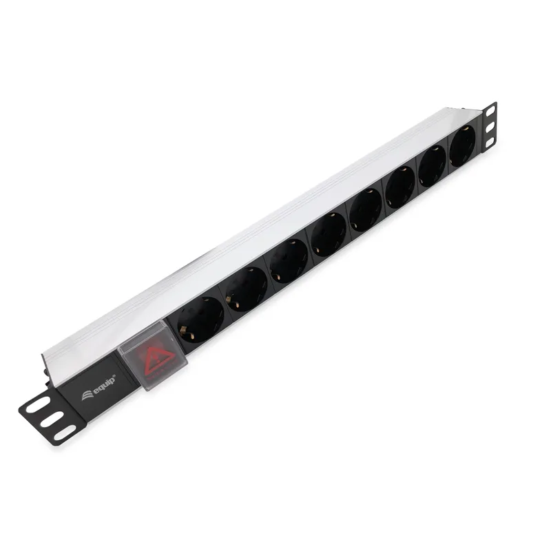 Equip Multiprise 19"(1HE)8fach Schukon. 1.8m Alu Sch