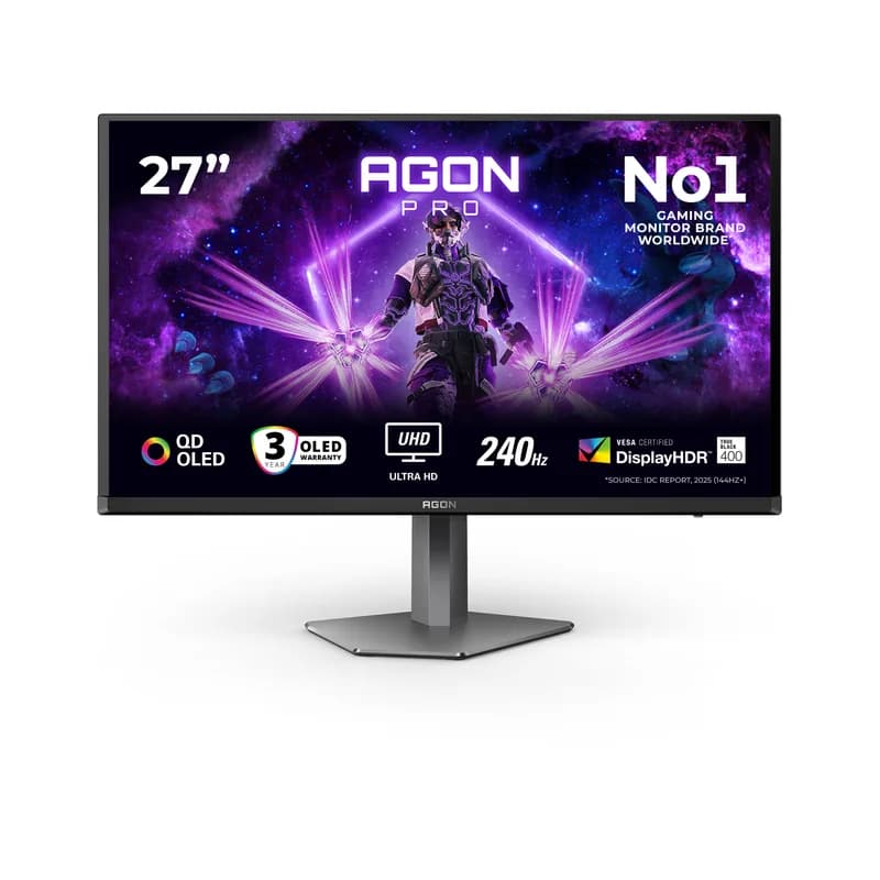 67,3cm/26,5" (3840x2160) AOC AG276UZD 16:9 4K QD-OLED 0,03ms 240Hz HDMI DisplayPort USB-C USB VESA Speaker HDR Black