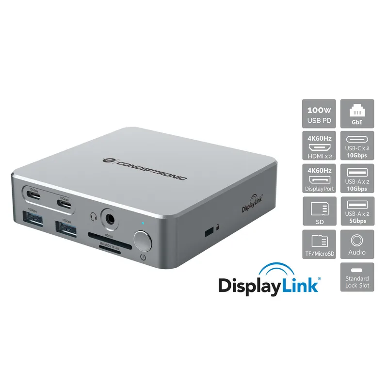 CONCEPTRONIC 15-1 Dock USB-C->2xHDMI/2xUSB-C/4xUSB-A/+80W si