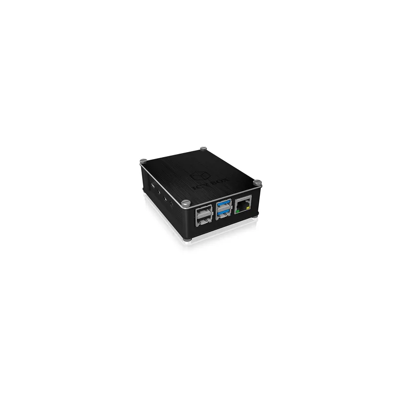 ICY BOX Boîtier pour Raspberry Pi® 4, couverture en aluminium et grille latérale