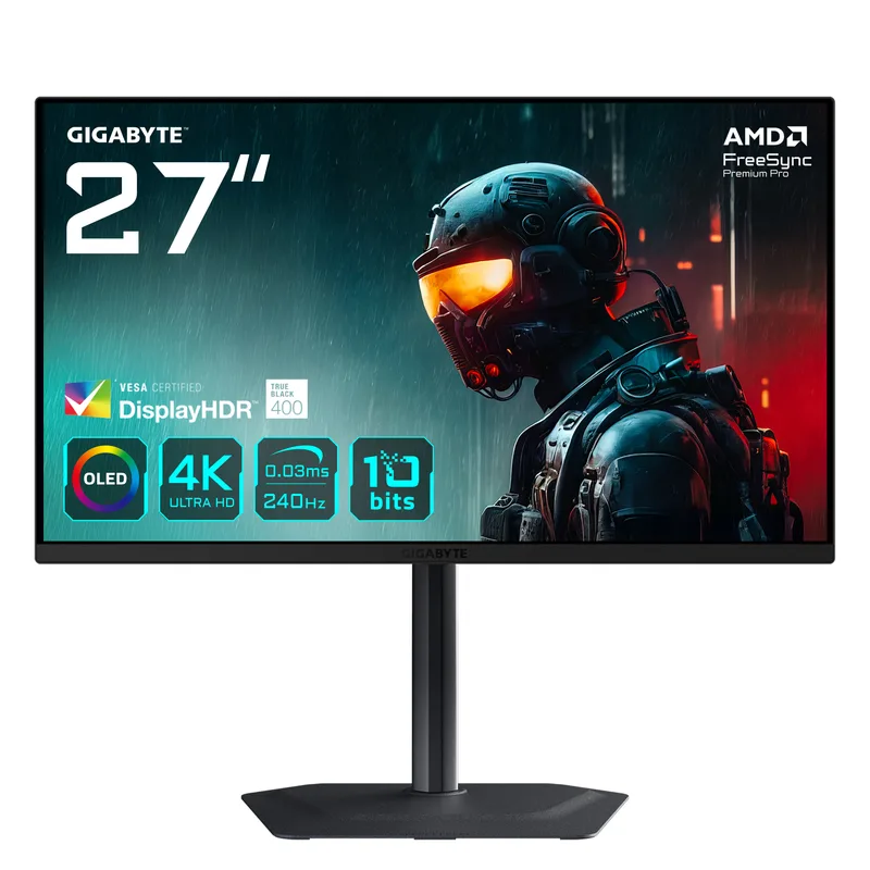 68,6cm/27" (3840x2160) GIGABYTE MO27U2 4K QD-OLED 0,03ms 240Hz HDMI DisplayPort USB-C USB HDR VESA Speaker Pivot