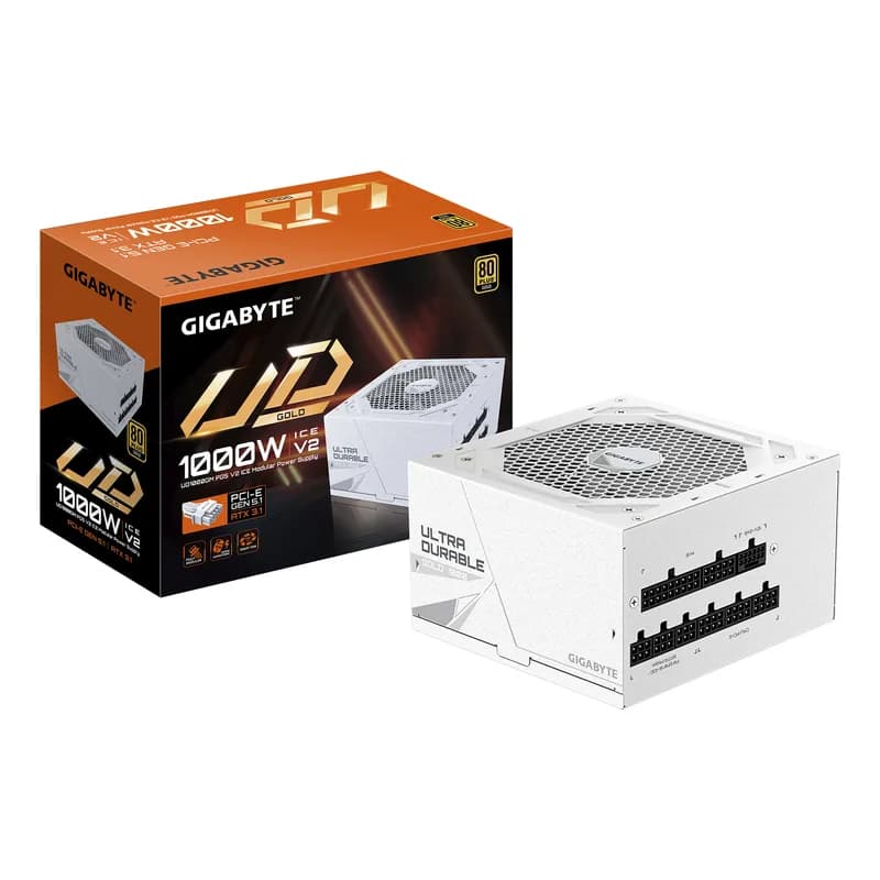 1000W GIGABYTE UD1000GM PG5 V2 ICE ATX Alimentation, 80+ Gold, PCIe5.1, ATX3.1 voll modular