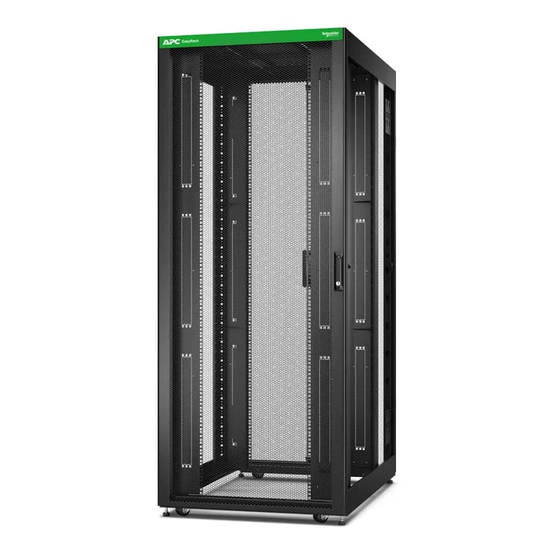 APC Easy Rack 800mm/42HE/1200mm avec toit, rouleaux, pieds et supports 4, sans parties latérales, plancher, Noir (ER8220)
