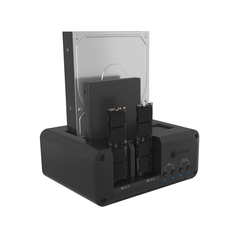 4-bay DockingStation pour 2x M.2 NVMe et 2x 2,5"/3,5" HDD/SSD en mode unique, Host USB 3.2 Gen 2, 10 Gbps