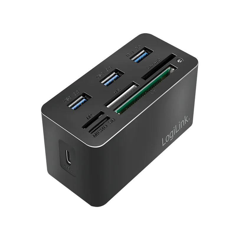 USB 3.2 Gen1 Cardreader, 8-port "Mini Docking", USB-C, black