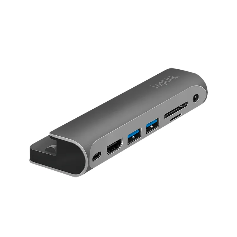 USB 3.2 Gen1 docking station, 7-port, PD, for iPad, aluminum