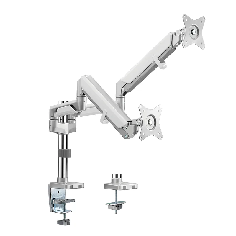 Dual Moniteur mount, 17"-32", aluminum, gas spring, curved screens, pole