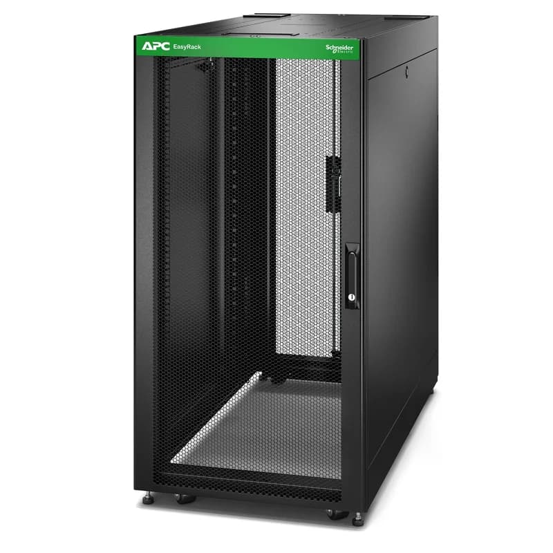 APC Easy Rack 600mm/24U/1200mm with Roof Side panel castors feet and 4 Brackets no Bottom black