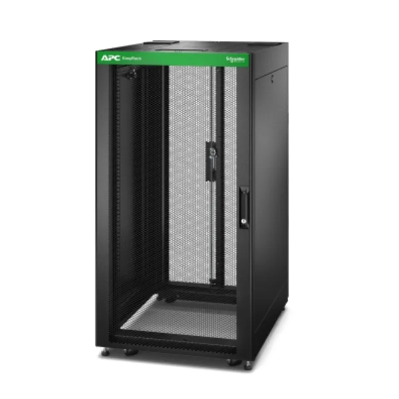APC Easy Rack 600mm/24U/800mm with Roof Side panel castors feet and 4 Brackets No Bottom black