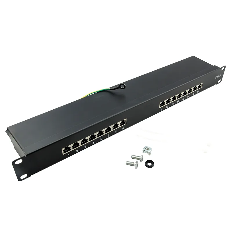 Patchpannel 19" 16 Port Cat6 STP black EconLine Logilink