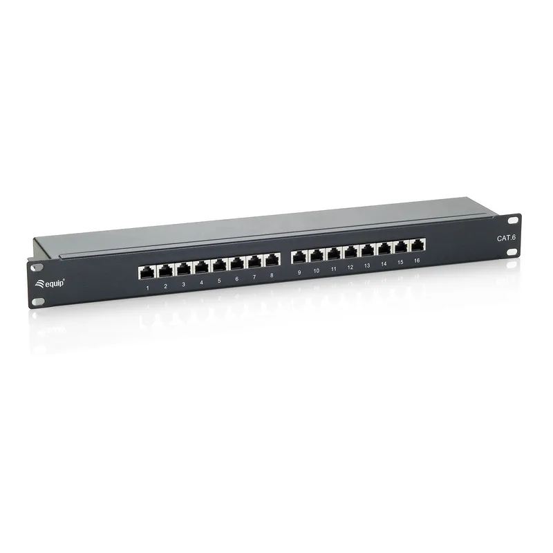 Equip Patchpanel 16x RJ45 Cat6 19" FTP 1HE ISO/IEC Noir